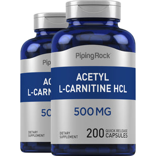 Acetyl L-Carnitine, 500 mg, 200 Quick Release Capsules, 2  Bottles