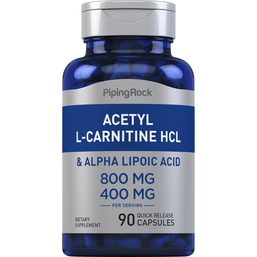 Acetyl L-Carnitine 400 mg & Alpha Lipoic Acid 200 mg, 90 Quick Release Capsules-Bottle