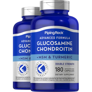 Advanced Double Strength Glucosamine Chondroitin MSM Plus Turmeric, 180 Quick Release Capsules, 2  Bottles