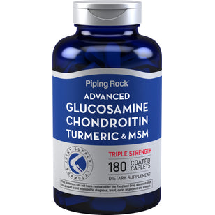 Geavanceerde glucosaminechondroïtine driedubbele sterkte MSM-plus Kurkuma 180 Gecoate capletten       