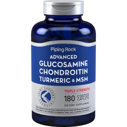 Glucosamina condroitina MSM Plus Tripla concentração avançada Açafrão-da-terra 180 Comprimidos oblongos revestidos       