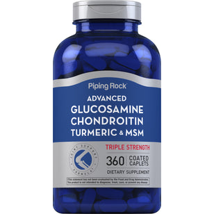 Glucosamina condroitina MSM Plus Tripla concentração avançada Açafrão-da-terra 360 Comprimidos oblongos revestidos       