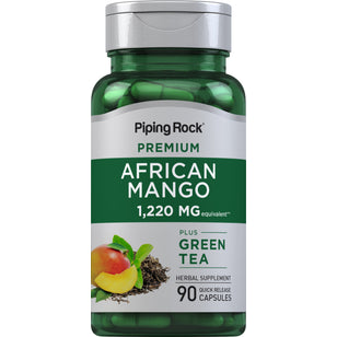 Extrastarke afrikanische Mango u. grüner Tee 1220 mg 90 Kapseln mit schneller Freisetzung     