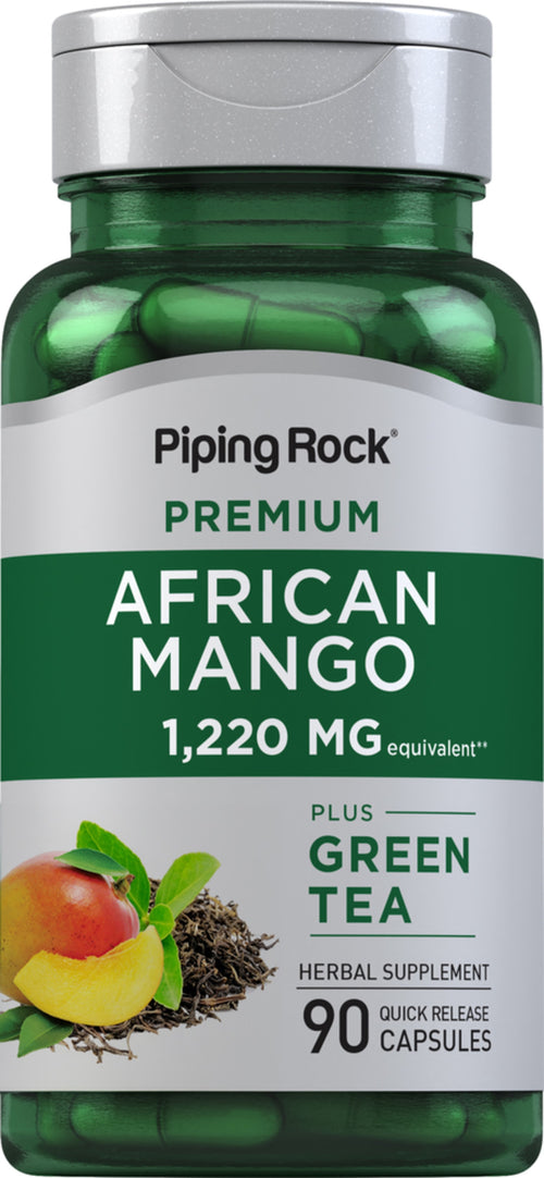 Manga africana e chá verdeConcentração forte 1220 mg 90 Cápsulas de Rápida Absorção     