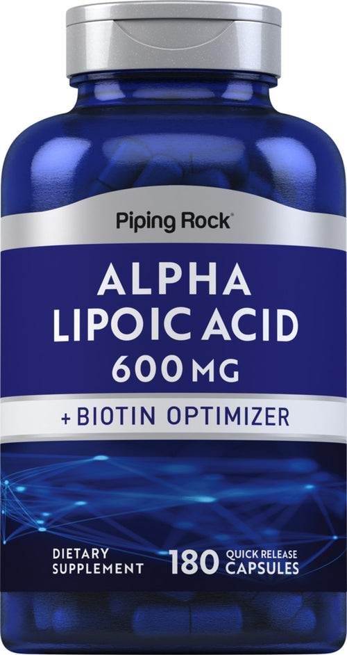 กรดอัลฟาไลโปอิค เพิ่มสารเพิ่มไบโอติน 600 mg 180 แคปซูลแบบปล่อยตัวยาเร็ว     