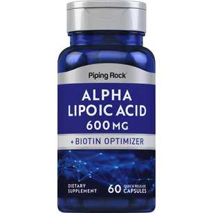 Ácido Alfa-lipóico plus Otimizador de Biotina libertação rápida 600 mg 60 Cápsulas de Rápida Absorção 