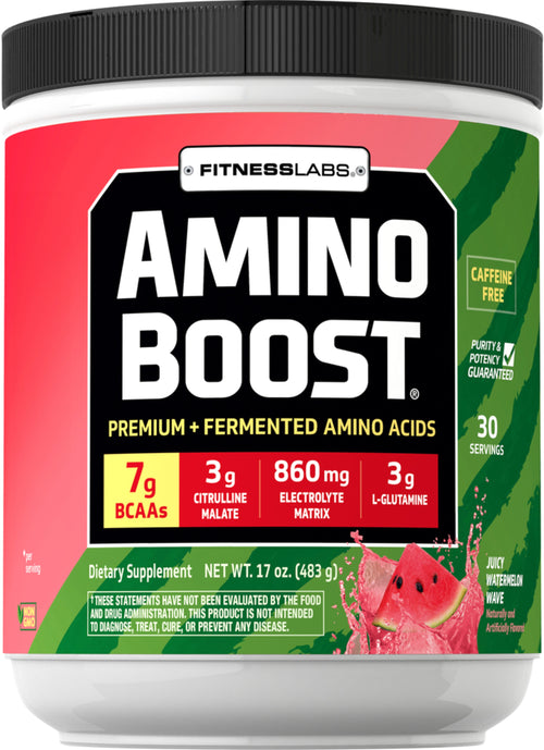 Amino Boost BCAA-Pulver (Juicy Watermelon Wave) 17 oz 483 g Flasche    