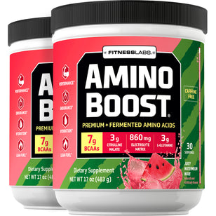 Amino Boost BCAA Powder (Juicy Watermelon Wave), 17 oz (483 g) Bottles, 2  Bottles