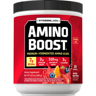 Amino Boost BCAA-pulver (Naturlig fruktblanding) 16.9 ounce 480 g Flaske    