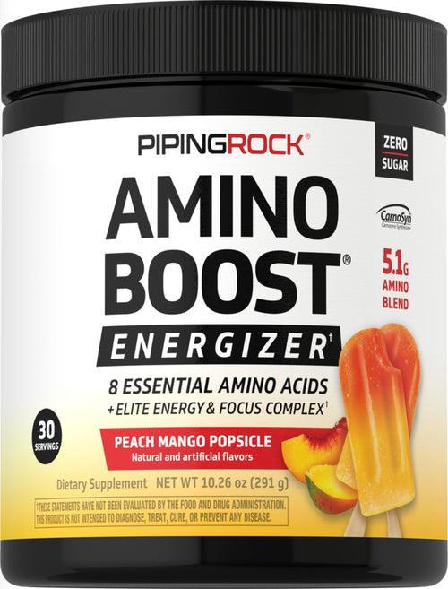 Amino-boost energizer poeder (Perzik mango Ijslolly) 10.26 oz 291 g Fles    