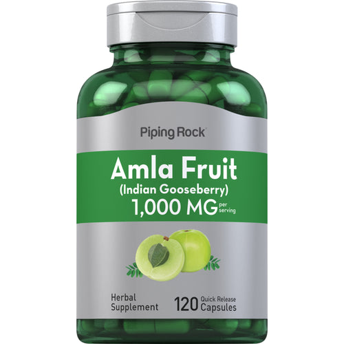 ผล Amla (กูสเบอร์รีอินเดีย) 1,000 mg (ต่อการเสิร์ฟ) 120 แคปซูลแบบปล่อยตัวยาเร็ว     