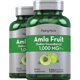Amla Fruit (Indian Gooseberry), 1,000 mg (per serving), 120 Quick Release Capsules, 2  Bottles