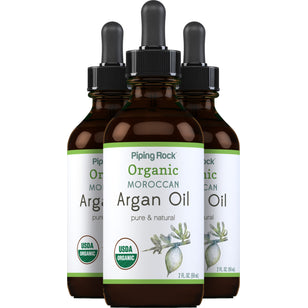 Argan Oil Pure Moroccan Liquid Gold (Organic), 2 fl oz (59 mL) Dropper Bottle, 3  Dropper Bottles