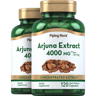 Arjuna Standardized Extract, 4000 mg (per serving), 120 Quick Release Capsules, 2  Bottles