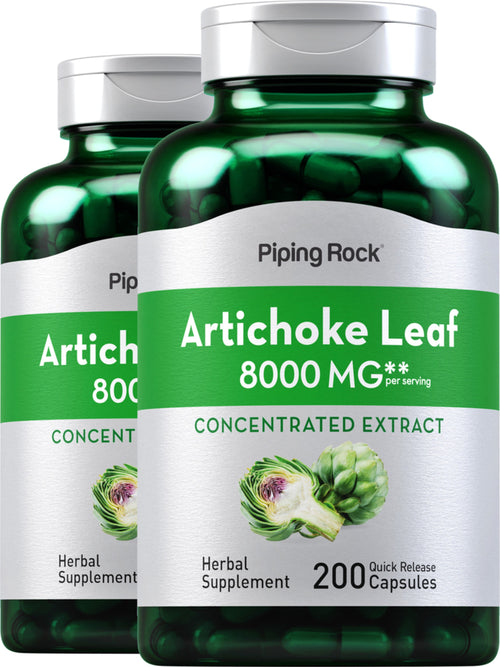 Extrait de concentré de feuille d'artichaut,  8000 mg (par portion) 200 Gélules à libération rapide 2 Bouteilles