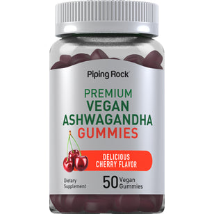 Ashwagandha-Gummibärchen (köstliche natürliche Kirsche) 50 Vegane Gummibärchen    