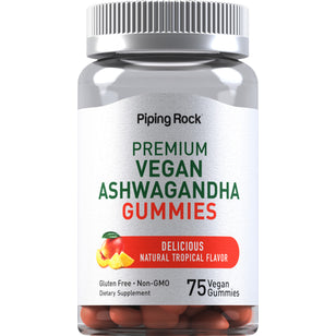 Ashwagandha Gummies (Delicious Natural Tropical), 75 Vegan Gummies Bottle