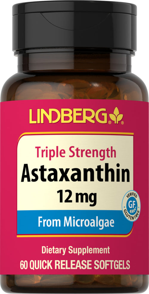 Astaksantyna (potrójna siła) 12 mg 60 Miękkie kapsułki żelowe o szybkim uwalnianiu     