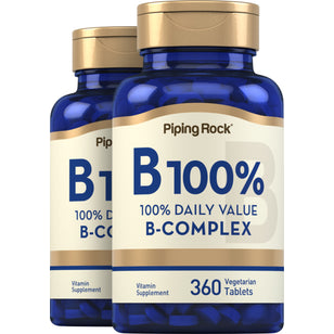 Complexe B Vitamine B-100,  360 Comprimés végétaux 2 Bouteilles