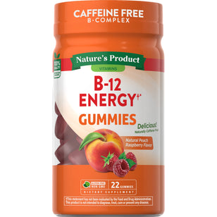 B-12 Energy Gummies (Natural Peach Raspberry), 22 Vegan Gummies