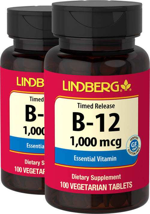 Libération contrôlée de la vitamine B-12,  1000 mcg 100 Comprimés végétaux 2 Bouteilles