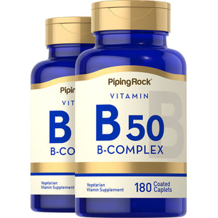 B-50 Vitamin B Complex, 180 Coated Caplets, 2  Bottles