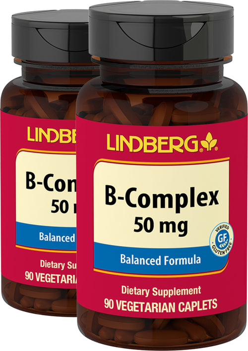 Complexe B 100 mg,  50 mg 90 Végétarienne Petits comprimés 2 Bouteilles