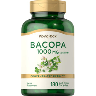 Bacopa monnieri  1000 mg (por dose) 180 Cápsulas de Rápida Absorção     