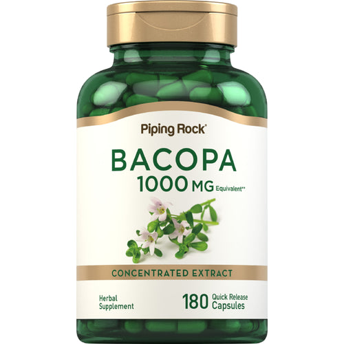 Bacopa Monniera 1000 mg (par portion) 180 Gélules à libération rapide     
