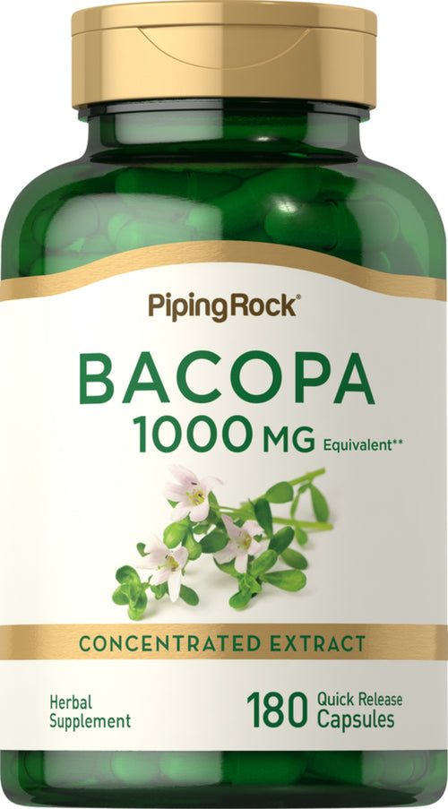 Bacopa monnieri  1000 mg (por dose) 180 Cápsulas de Rápida Absorção     