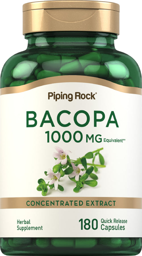 Bacopa Monnieri  1000 mg (pr. dosering) 180 Kapsler for hurtig frigivelse     