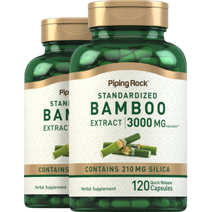 Extrait de bambou,  3000 mg 120 Gélules à libération rapide 2 Bouteilles