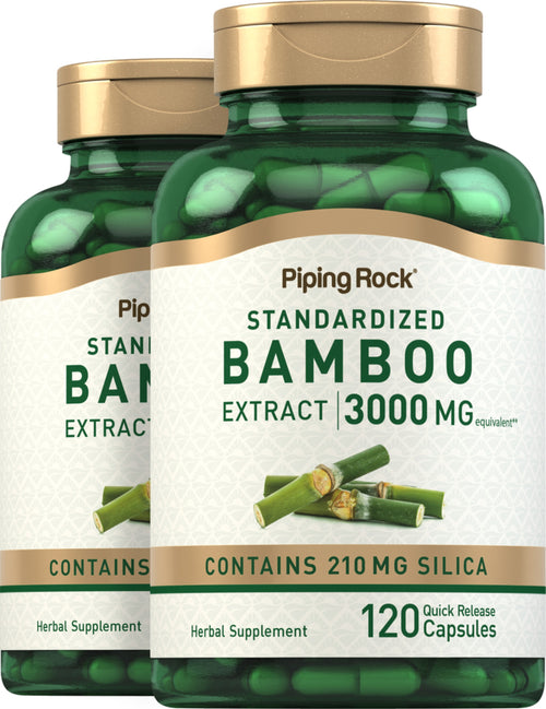 Extrait de bambou,  3000 mg 120 Gélules à libération rapide 2 Bouteilles