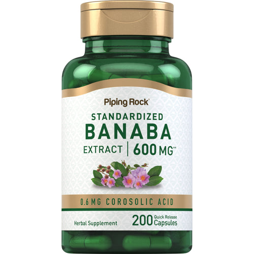 Banaba extrakt (0,6 mg kyseliny korosolovej) 600 mg 200 Kapsule s rýchlym uvoľňovaním     