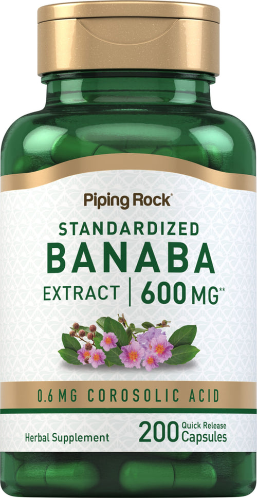Banaba extrakt (0,6 mg kyseliny korosolovej) 600 mg 200 Kapsule s rýchlym uvoľňovaním     