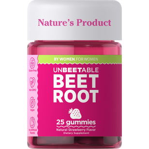 Beet Root Gummies (Natural Strawberry), 25 Vegan Gummies