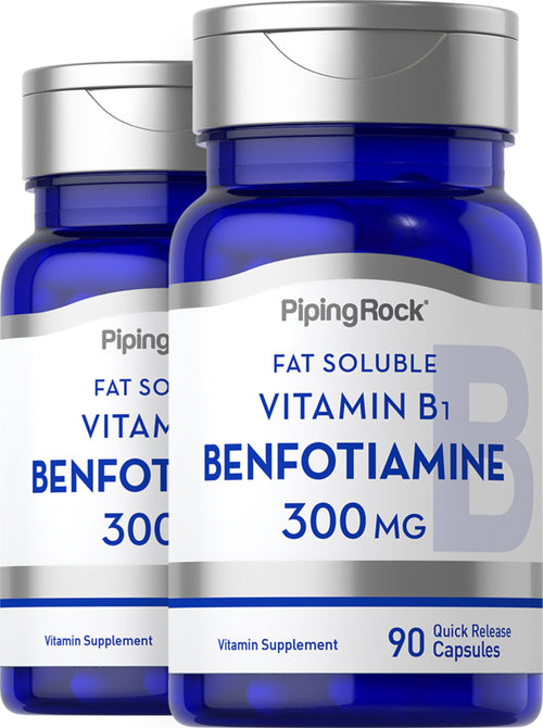 Benfotiamine (vitamine B-1 soluble dans les graisses),  300 mg 90 Gélules à libération rapide 2 Bouteilles