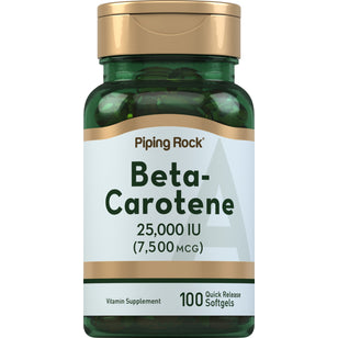 Beta-karoten (Vitamin A) 25,000 IU 100 Softgel for hurtig frigivelse     