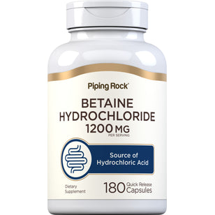 Betaína HCl 1200 mg (por porción) 180 Cápsulas de liberación rápida     