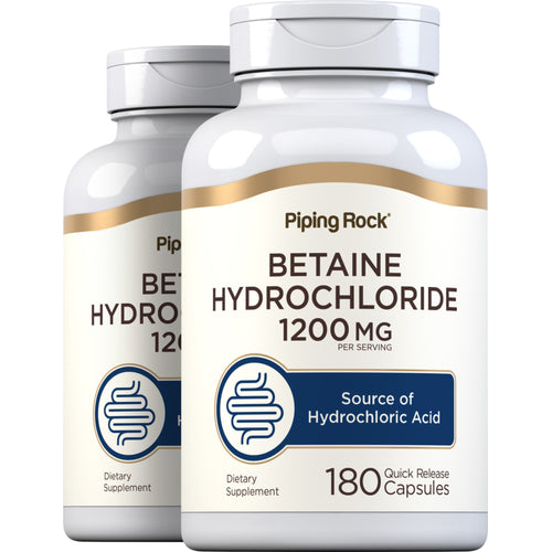Betaine HCl, 1200 mg (per serving), 180 Quick Release Capsules, 2  Bottles