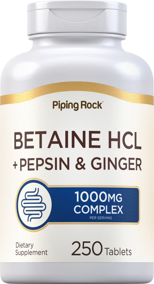 Betaine HCL + pepsin og ingefær  250 Tabletter