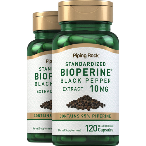 BioPerine Black Pepper Extract, 10 mg, 120 Quick Release Capsules, 2  Bottles