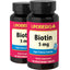 Biotin 5 mg (5000 mcg), 120 Vegetarian Tablets, 2  Bottles