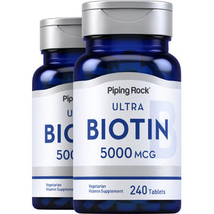 Biotin, 5000 mcg, 240 Tablets, 2  Bottles