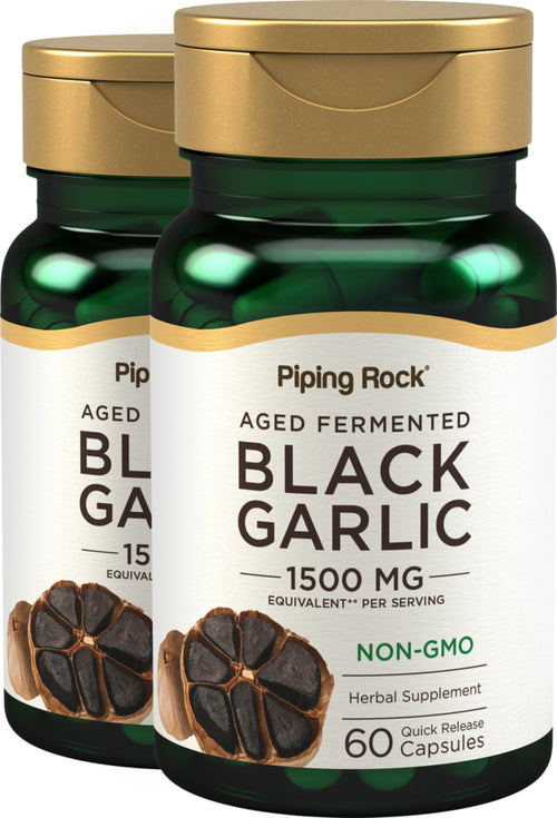 Ail noir,  1500 mg (par portion) 60 Gélules à libération rapide 2 Bouteilles