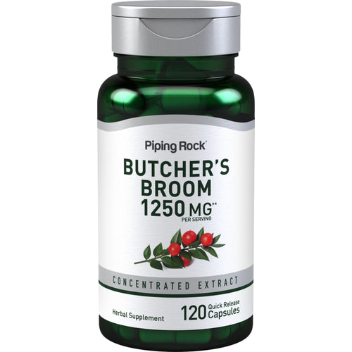Butcher's Broom 1250 mg (ต่อการเสิร์ฟ) 120 แคปซูลแบบปล่อยตัวยาเร็ว     