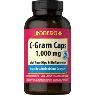 C-Gram 1000 mg with Rose Hips & Bioflavonoids, 280 Quick Release Capsules