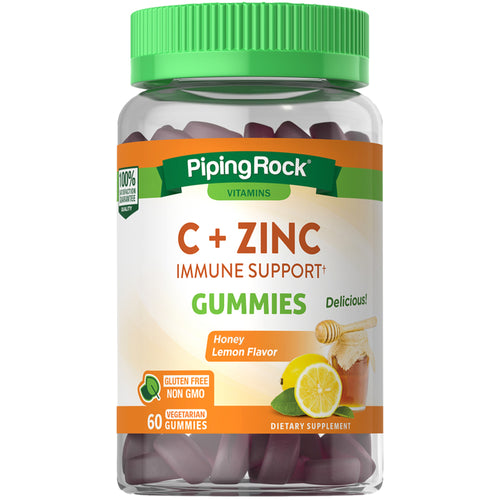 Integratore per il sistema immunitario in gomme vitamina C + zinco (limone e miele naturali) 60 Caramelle gommose vegetariane       