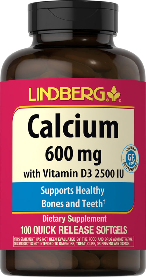 Calcio 600 mg con vitamina D3 (2.500 IU) 100 Capsule in gelatina molle a rilascio rapido       