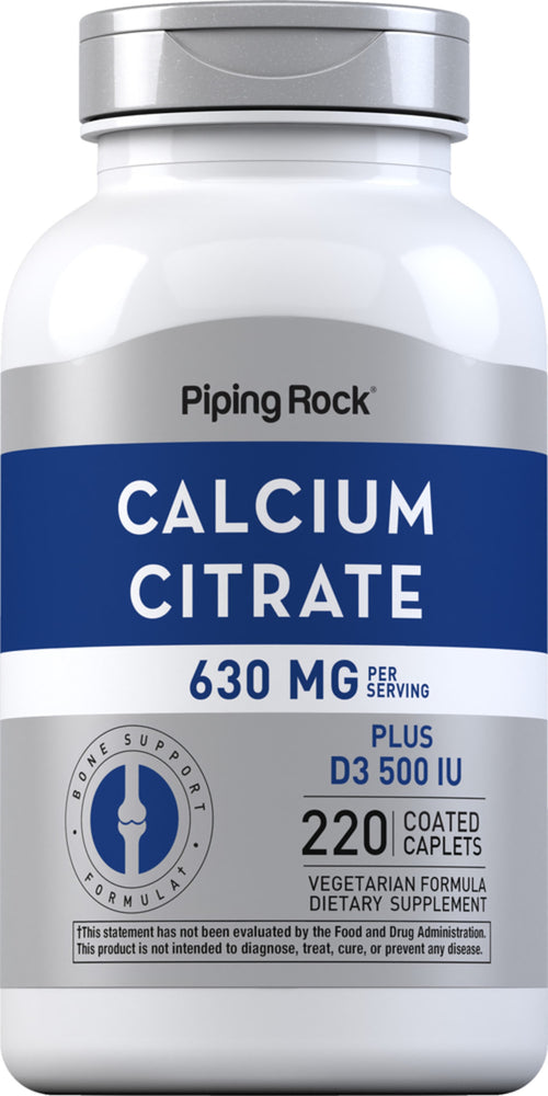 Calcium Citrate 630 mg (per serving) Plus D3 500 IU, 220 Coated Caplets